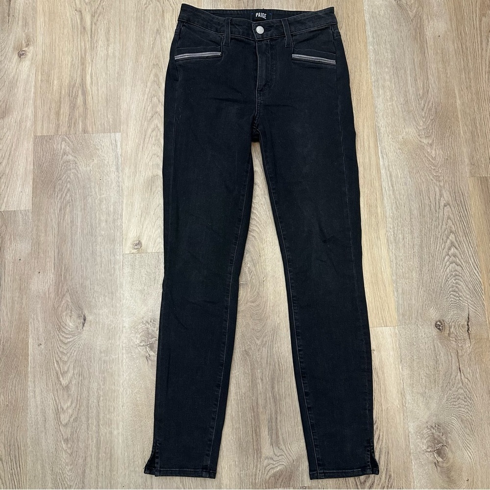 PAIGE Black Skinny Jeans with Zipper Details size 26